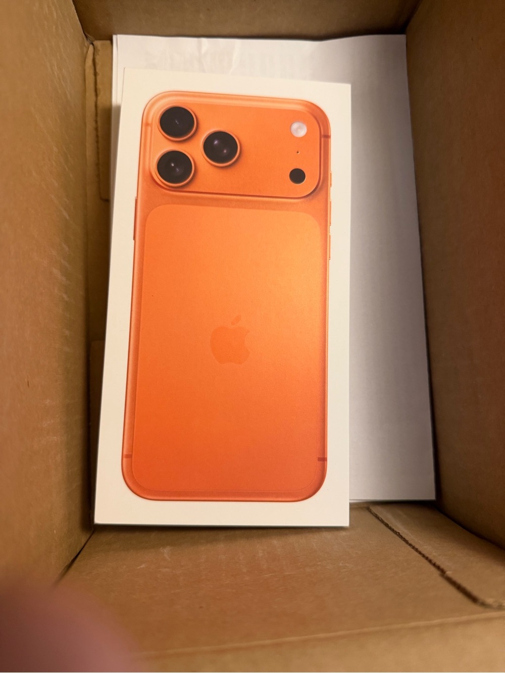 Apple Orange iPhone Box with Triple Camera Illustration